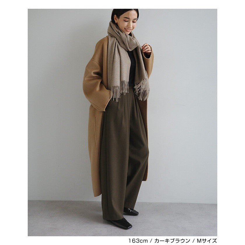 【evernavy】羊毛混紡打褶寬版西裝長褲 Japan E-Shop