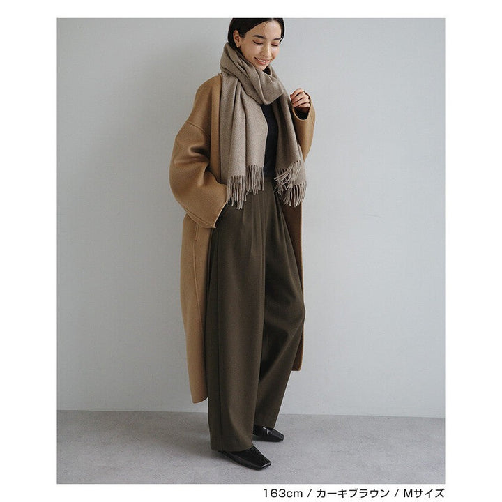 【evernavy】羊毛混紡打褶寬版西裝長褲 Japan E-Shop