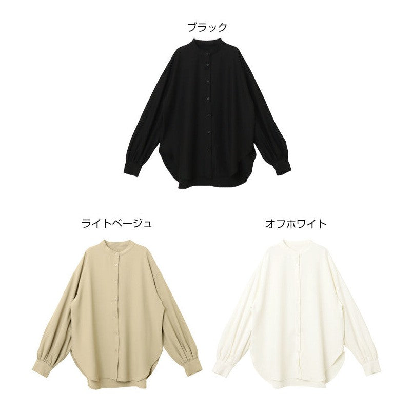 【evernavy】垂墜無領蓬袖長袖襯衫 Japan E-Shop