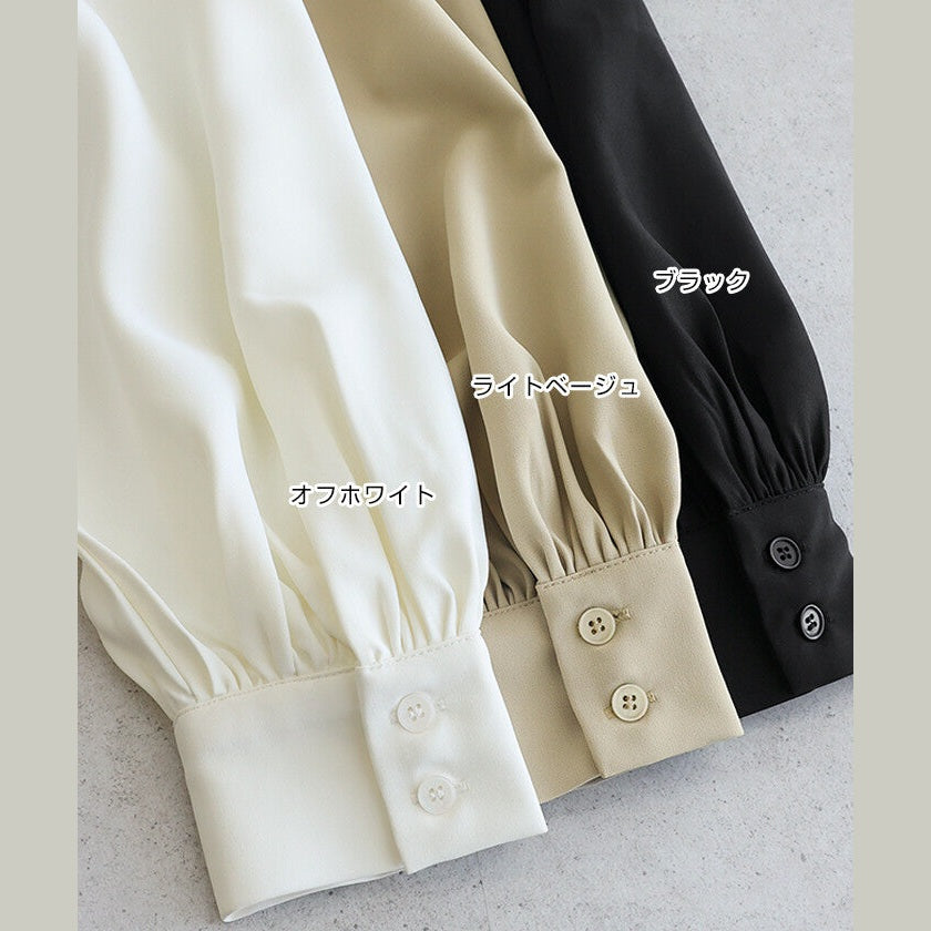 【evernavy】垂墜無領蓬袖長袖襯衫 Japan E-Shop