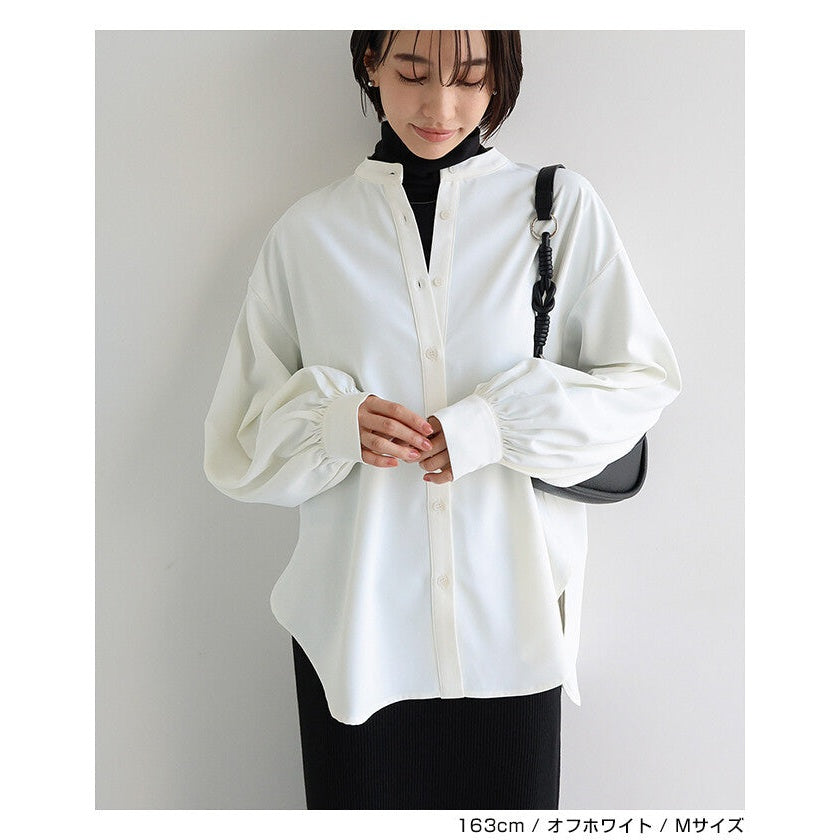【evernavy】垂墜無領蓬袖長袖襯衫 Japan E-Shop