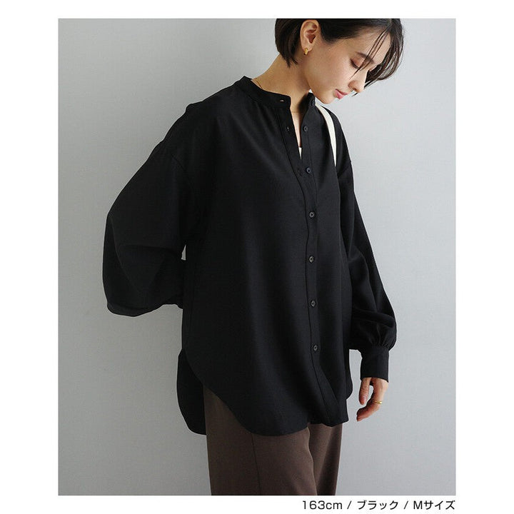【evernavy】垂墜無領蓬袖長袖襯衫 Japan E-Shop