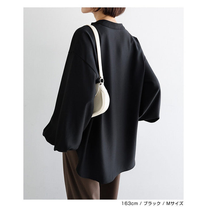 【evernavy】垂墜無領蓬袖長袖襯衫 Japan E-Shop
