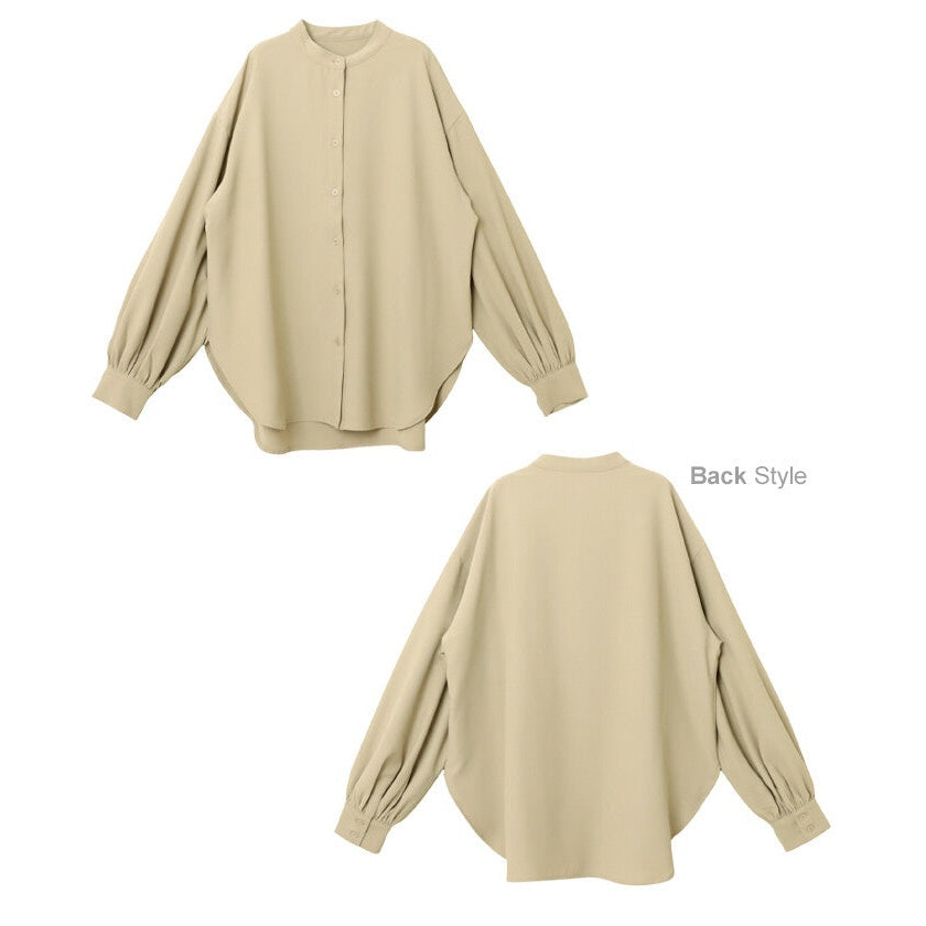 【evernavy】垂墜無領蓬袖長袖襯衫 Japan E-Shop