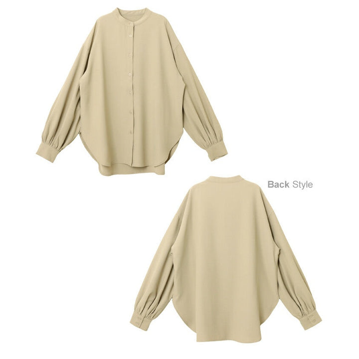 【evernavy】垂墜無領蓬袖長袖襯衫 Japan E-Shop