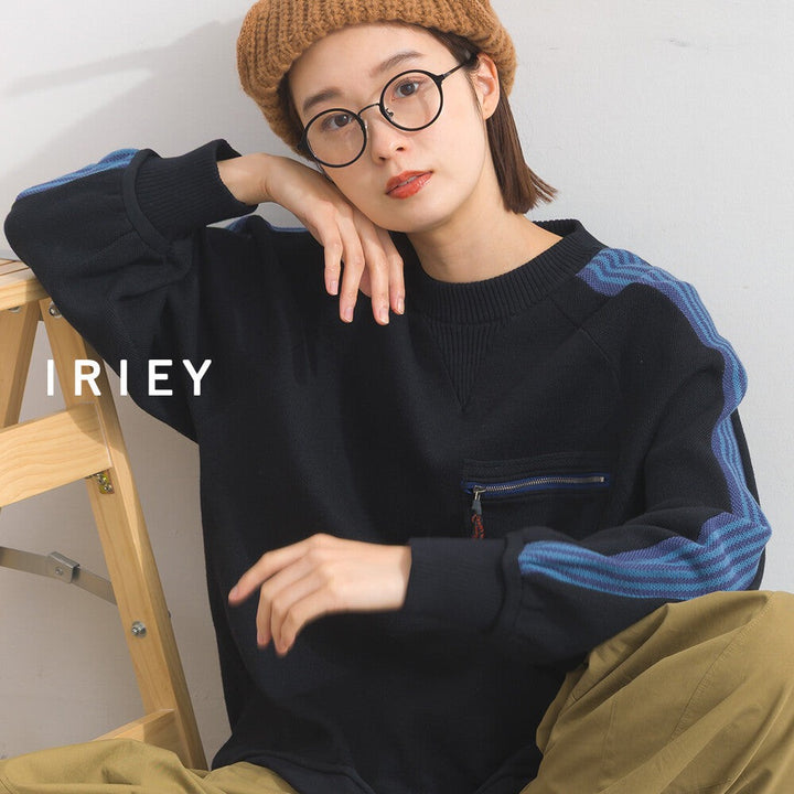【iriey】肩袖線條織帶 側口袋配色 彈性布料套頭衫 Japan E-Shop