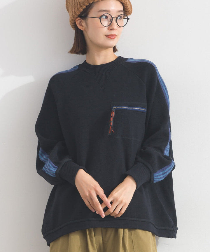 【iriey】肩袖線條織帶 側口袋配色 彈性布料套頭衫 Japan E-Shop