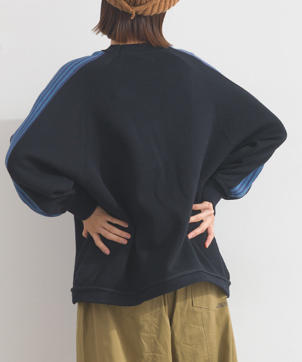 【iriey】肩袖線條織帶 側口袋配色 彈性布料套頭衫 Japan E-Shop