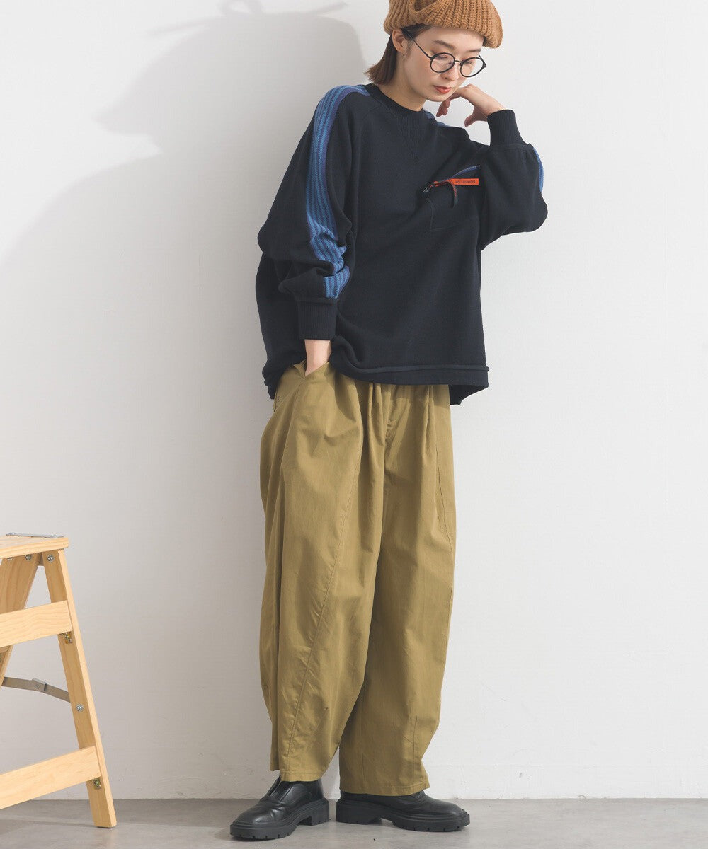 【iriey】肩袖線條織帶 側口袋配色 彈性布料套頭衫 Japan E-Shop