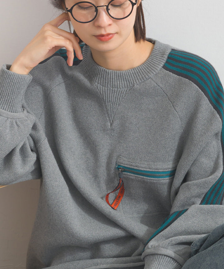 【iriey】肩袖線條織帶 側口袋配色 彈性布料套頭衫 Japan E-Shop