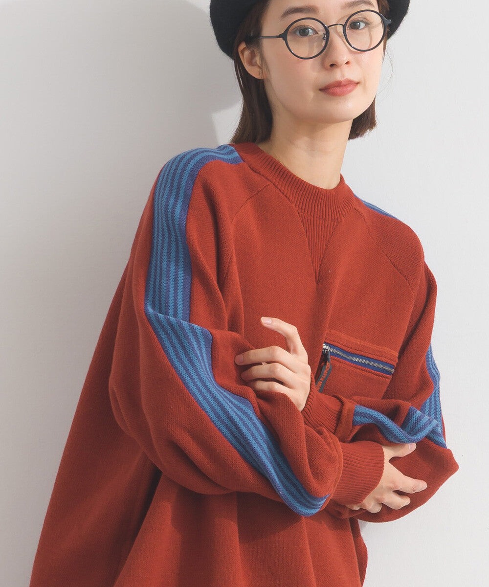 【iriey】肩袖線條織帶 側口袋配色 彈性布料套頭衫 Japan E-Shop