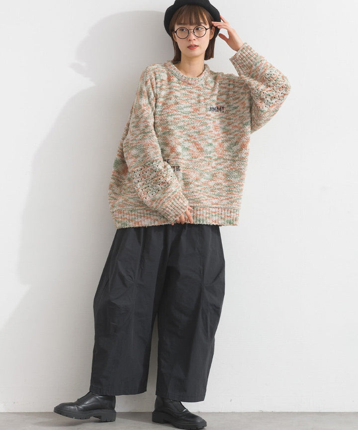 【iriey】絨毛混紡編織拼接 品牌字母 寬鬆套頭衫 Japan E-Shop