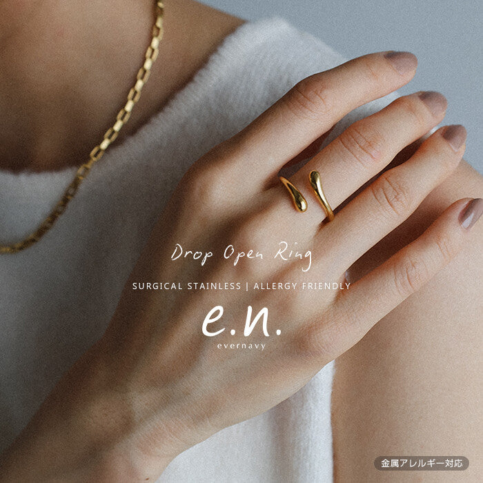【evernavy】醫療級不鏽鋼水滴開口戒指 多尺寸 Japan E-Shop
