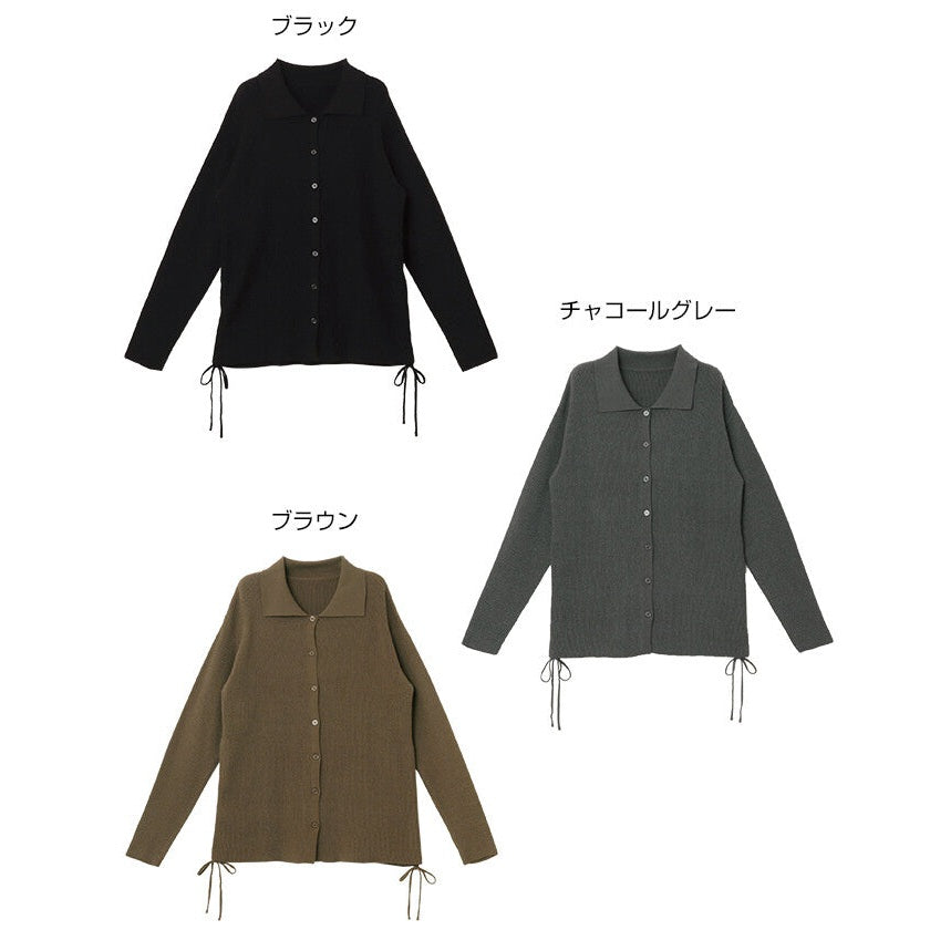 【Alma Design】翻領側綁帶兩畦針織罩衫外套 2way顯瘦剪裁 顏色