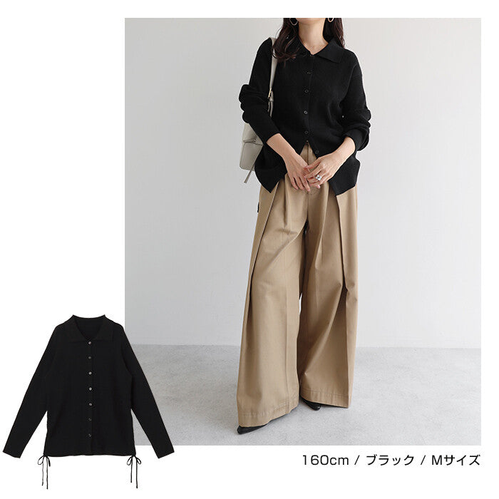 【Alma Design】翻領側綁帶兩畦針織罩衫外套 2way顯瘦剪裁 顏色