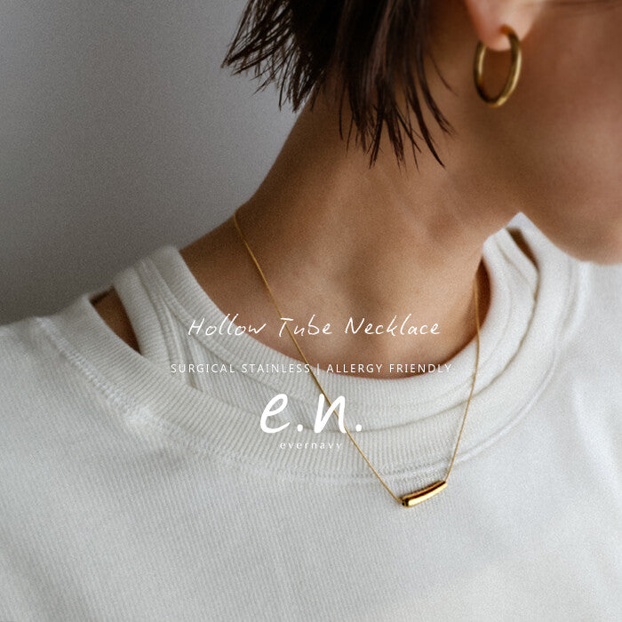 【evernavy】外科級不鏽鋼弧形管墜項鍊 金銀雙色 Japan E-Shop
