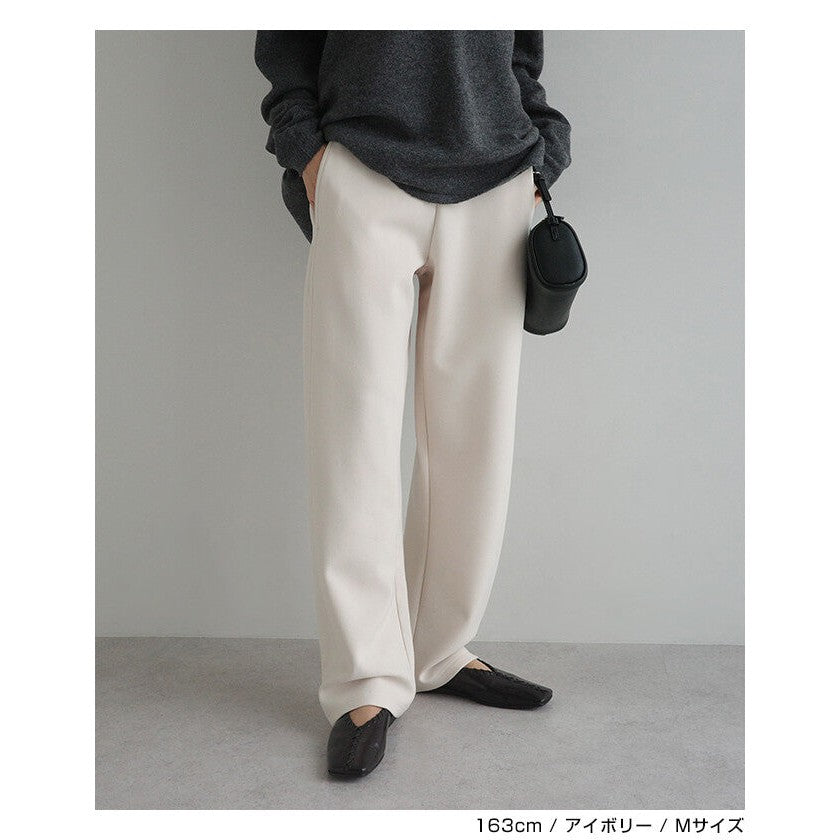 【evernavy】刷毛彈力羅馬布立體弧形長褲 Japan E-Shop