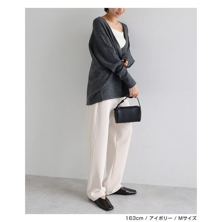 【evernavy】刷毛彈力羅馬布立體弧形長褲 Japan E-Shop