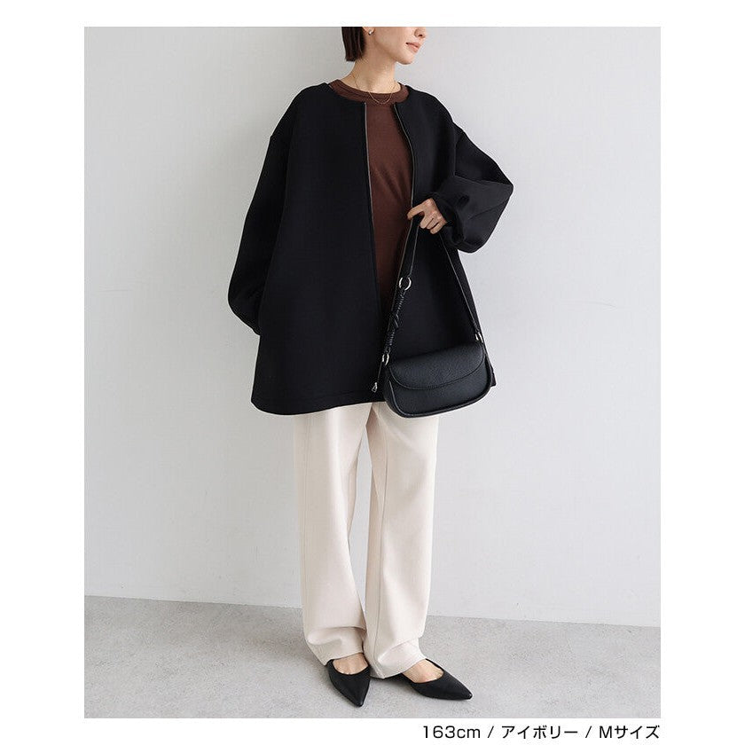 【evernavy】刷毛彈力羅馬布立體弧形長褲 Japan E-Shop
