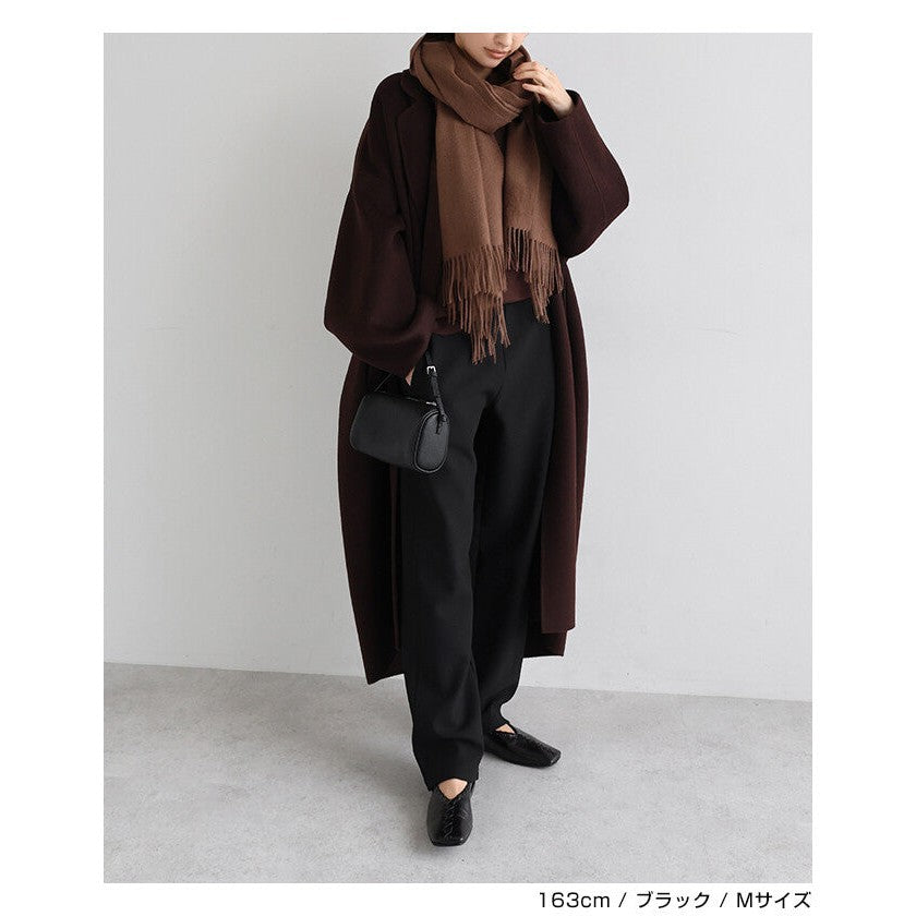 【evernavy】刷毛彈力羅馬布立體弧形長褲 Japan E-Shop