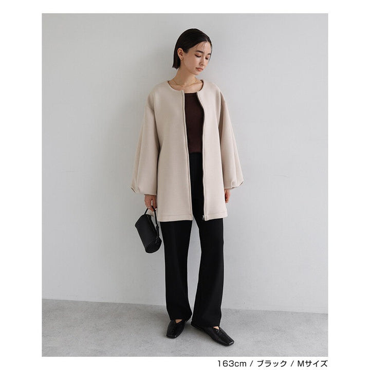 【evernavy】刷毛彈力羅馬布立體弧形長褲 Japan E-Shop