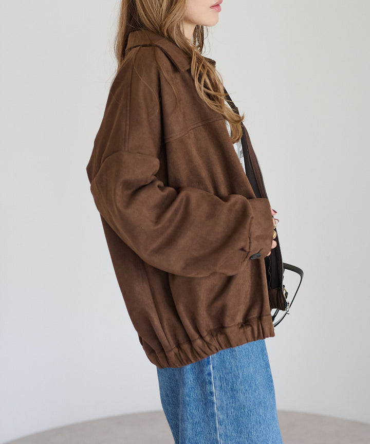 【TOPWHOLE】仿麂皮立領拉鍊外套 Japan E-Shop
