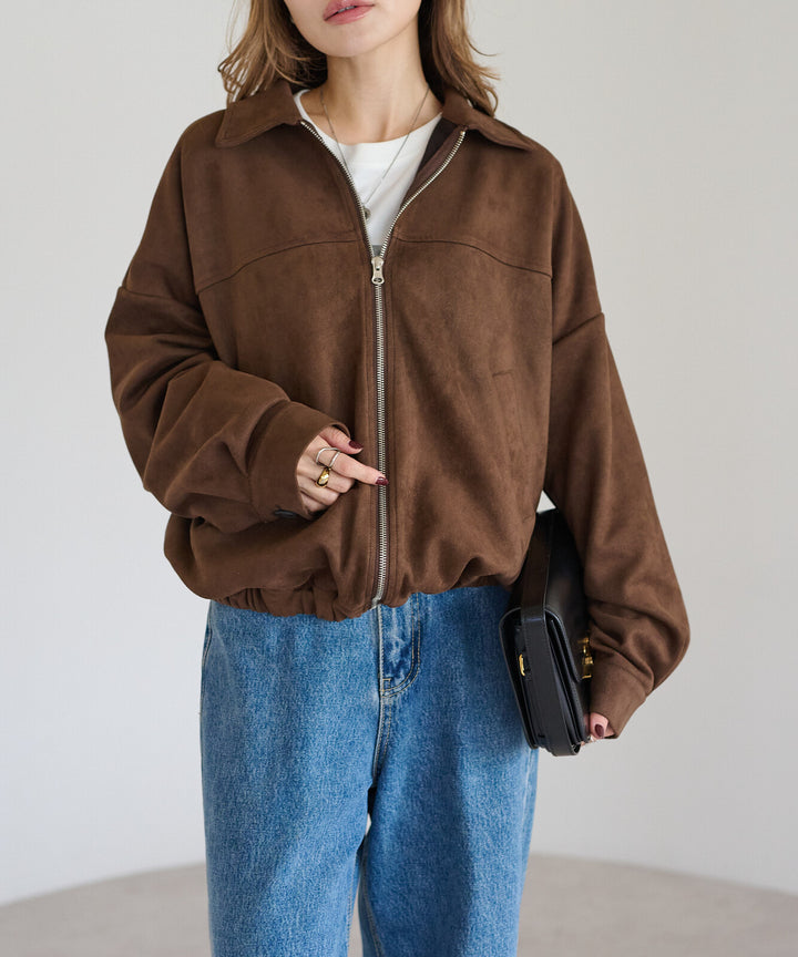 【TOPWHOLE】仿麂皮立領拉鍊外套 Japan E-Shop