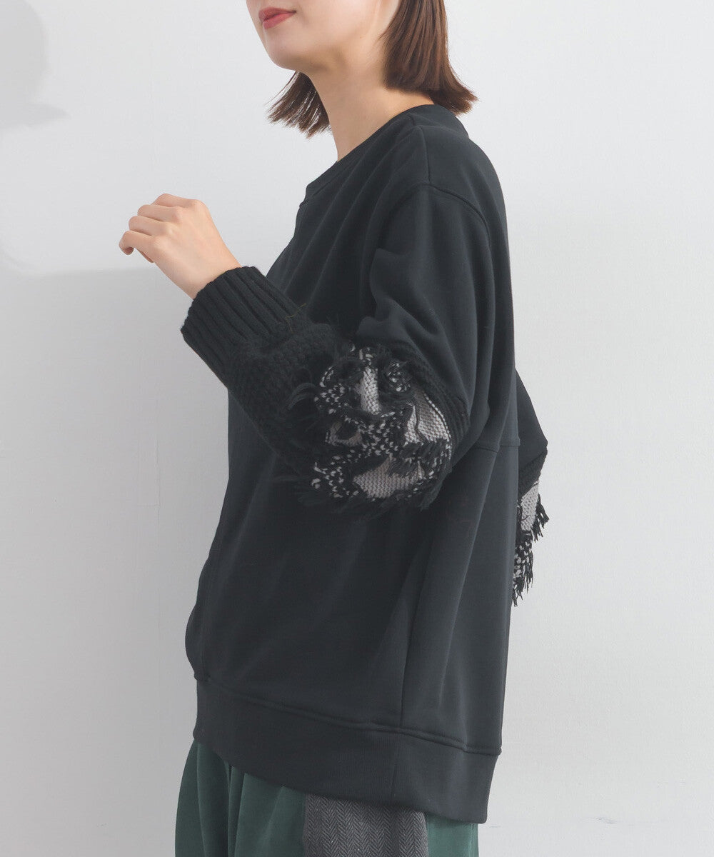 【iriey】袖口流蘇拼接 厚刷毛 寬鬆套頭上衣 Japan E-Shop