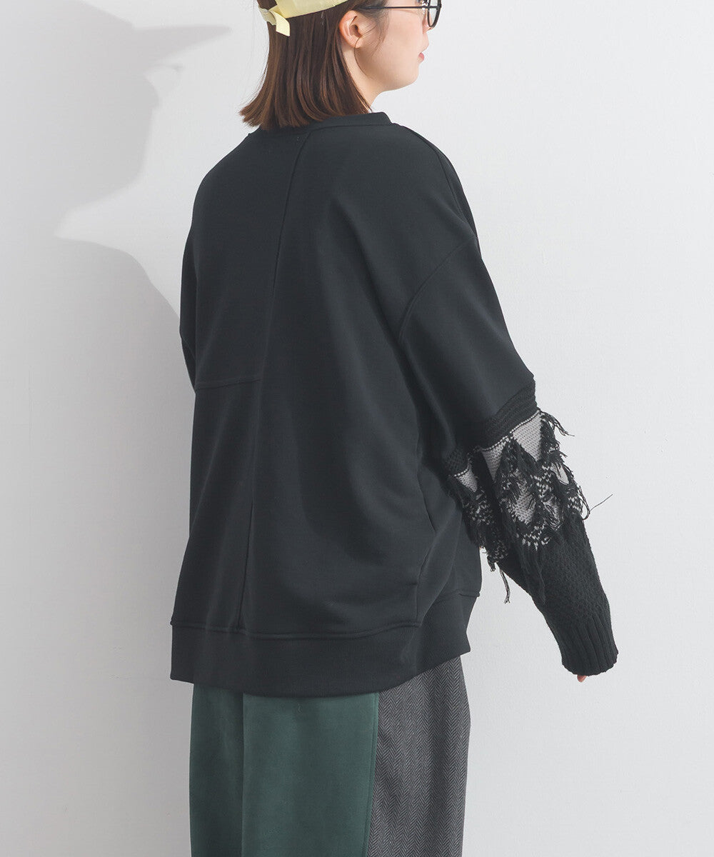 【iriey】袖口流蘇拼接 厚刷毛 寬鬆套頭上衣 Japan E-Shop