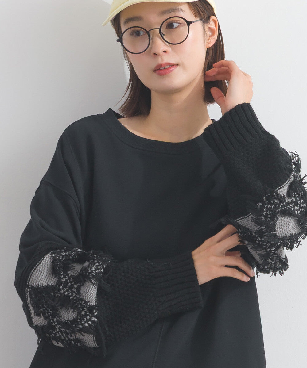 【iriey】袖口流蘇拼接 厚刷毛 寬鬆套頭上衣 Japan E-Shop