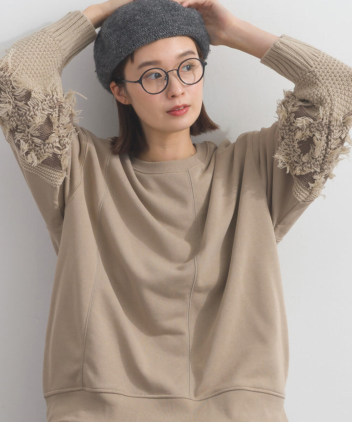 【iriey】袖口流蘇拼接 厚刷毛 寬鬆套頭上衣 Japan E-Shop