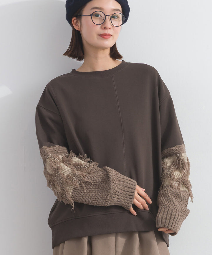 【iriey】袖口流蘇拼接 厚刷毛 寬鬆套頭上衣 Japan E-Shop