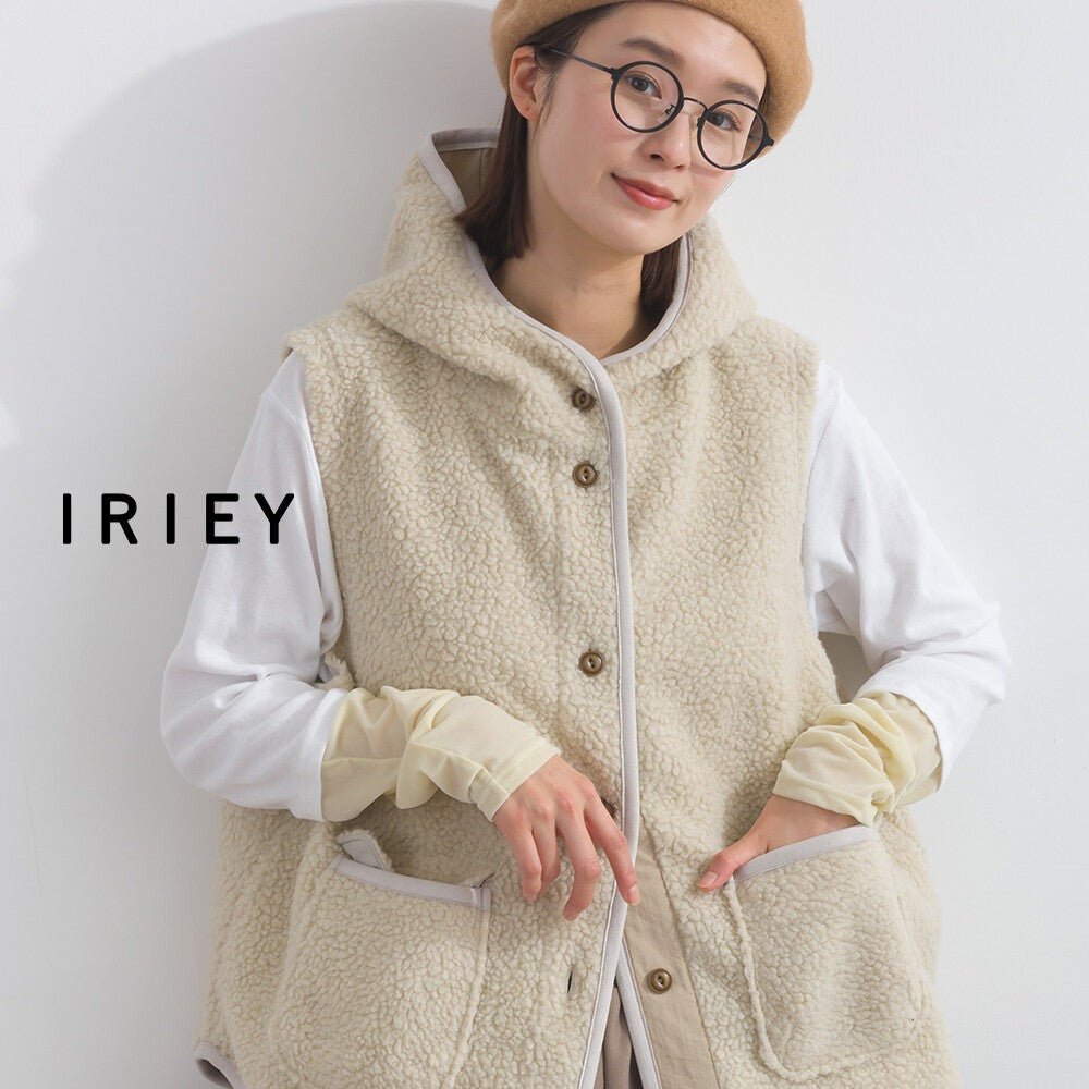【iriey】羊羔絨大口袋 尼龍拼接 連帽外套 Japan E-Shop