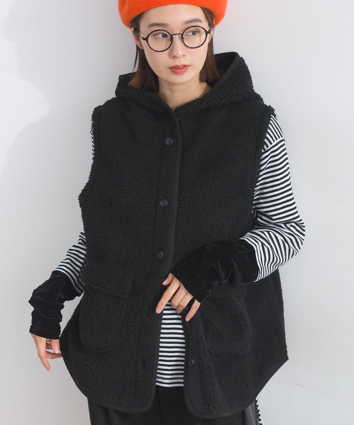 【iriey】羊羔絨大口袋 尼龍拼接 連帽外套 Japan E-Shop