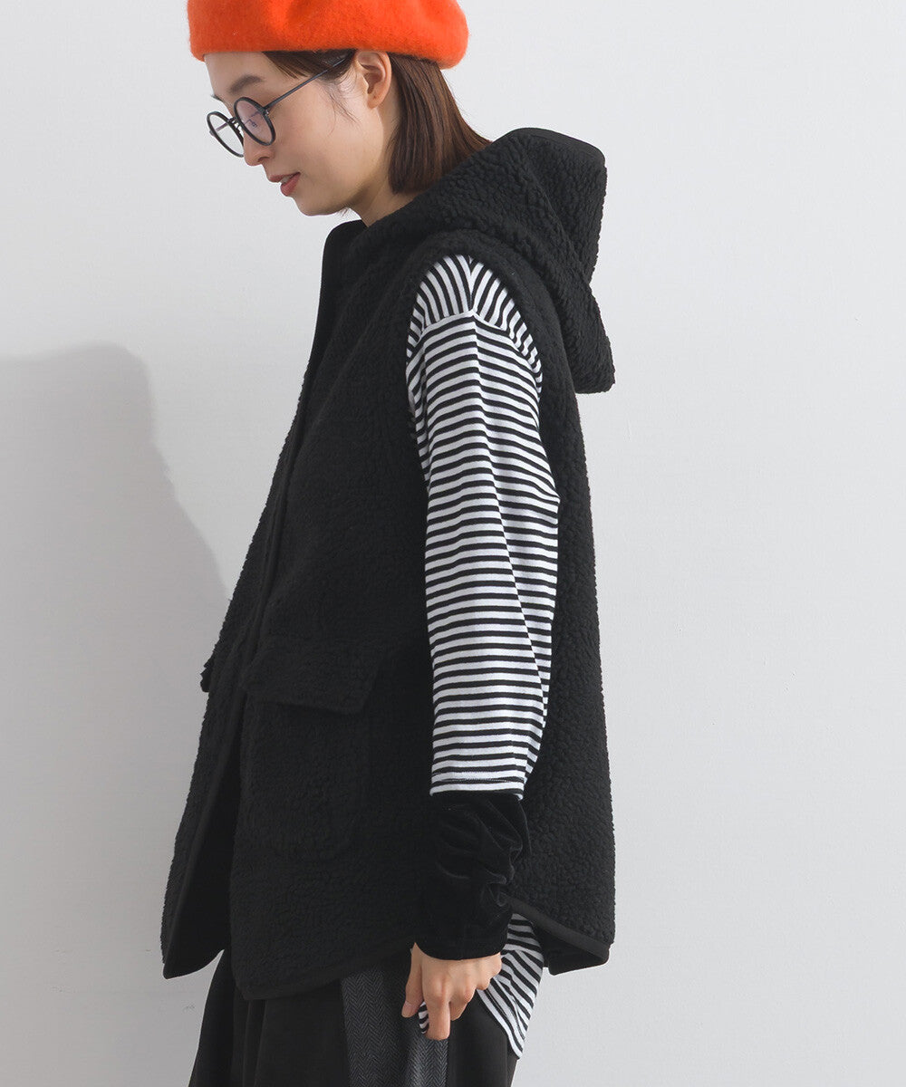 【iriey】羊羔絨大口袋 尼龍拼接 連帽外套 Japan E-Shop