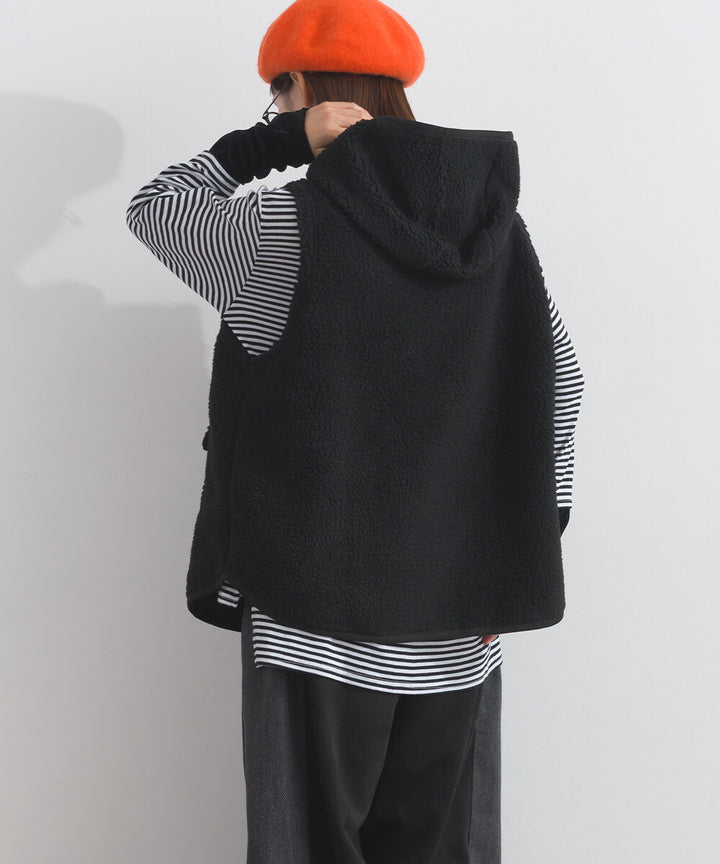 【iriey】羊羔絨大口袋 尼龍拼接 連帽外套 Japan E-Shop