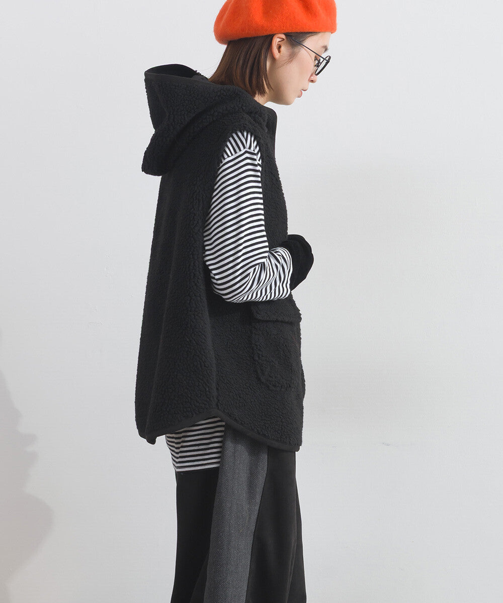 【iriey】羊羔絨大口袋 尼龍拼接 連帽外套 Japan E-Shop