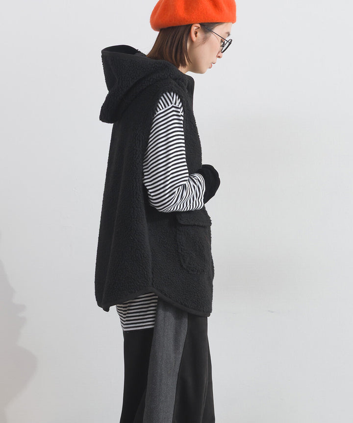 【iriey】羊羔絨大口袋 尼龍拼接 連帽外套 Japan E-Shop