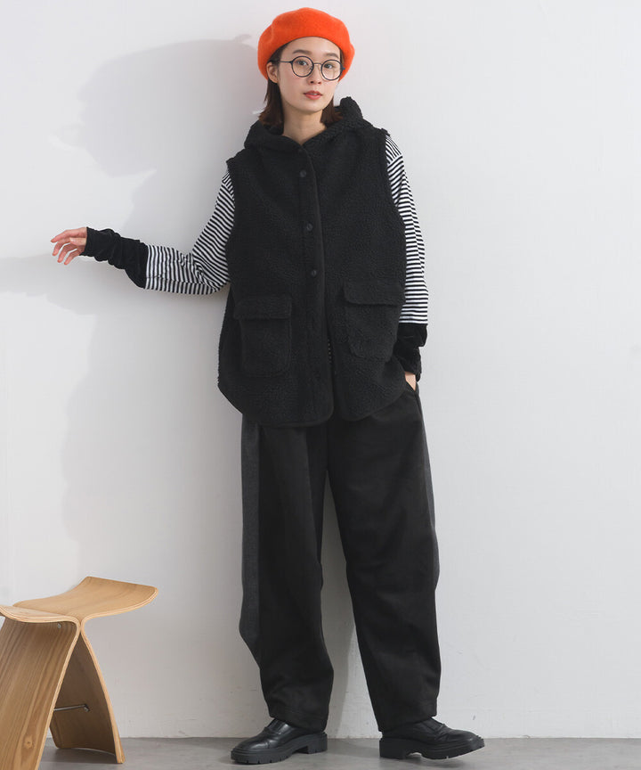 【iriey】羊羔絨大口袋 尼龍拼接 連帽外套 Japan E-Shop