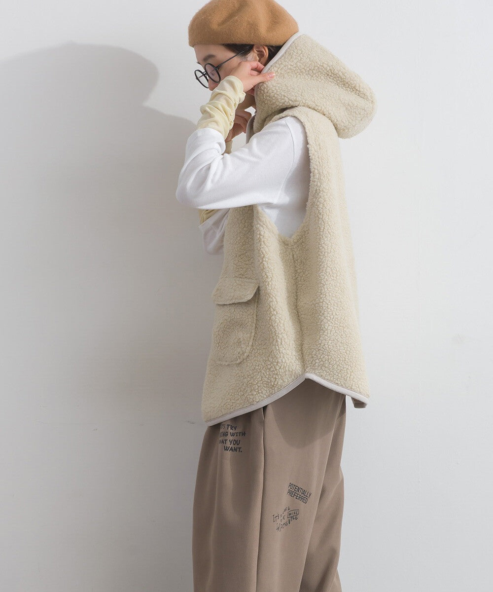 【iriey】羊羔絨大口袋 尼龍拼接 連帽外套 Japan E-Shop