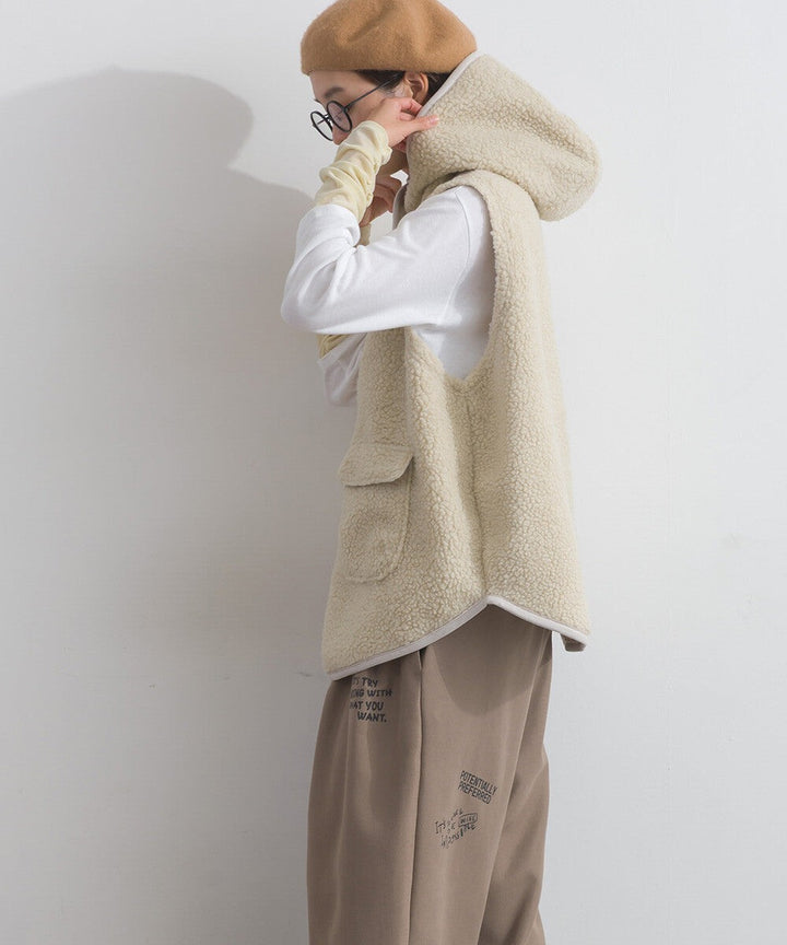 【iriey】羊羔絨大口袋 尼龍拼接 連帽外套 Japan E-Shop