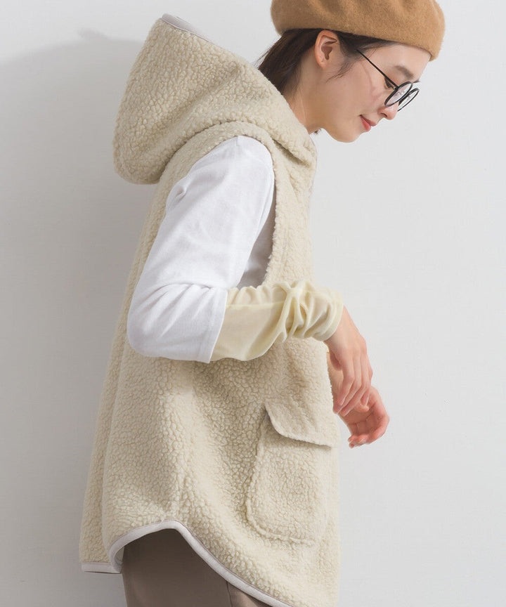 【iriey】羊羔絨大口袋 尼龍拼接 連帽外套 Japan E-Shop