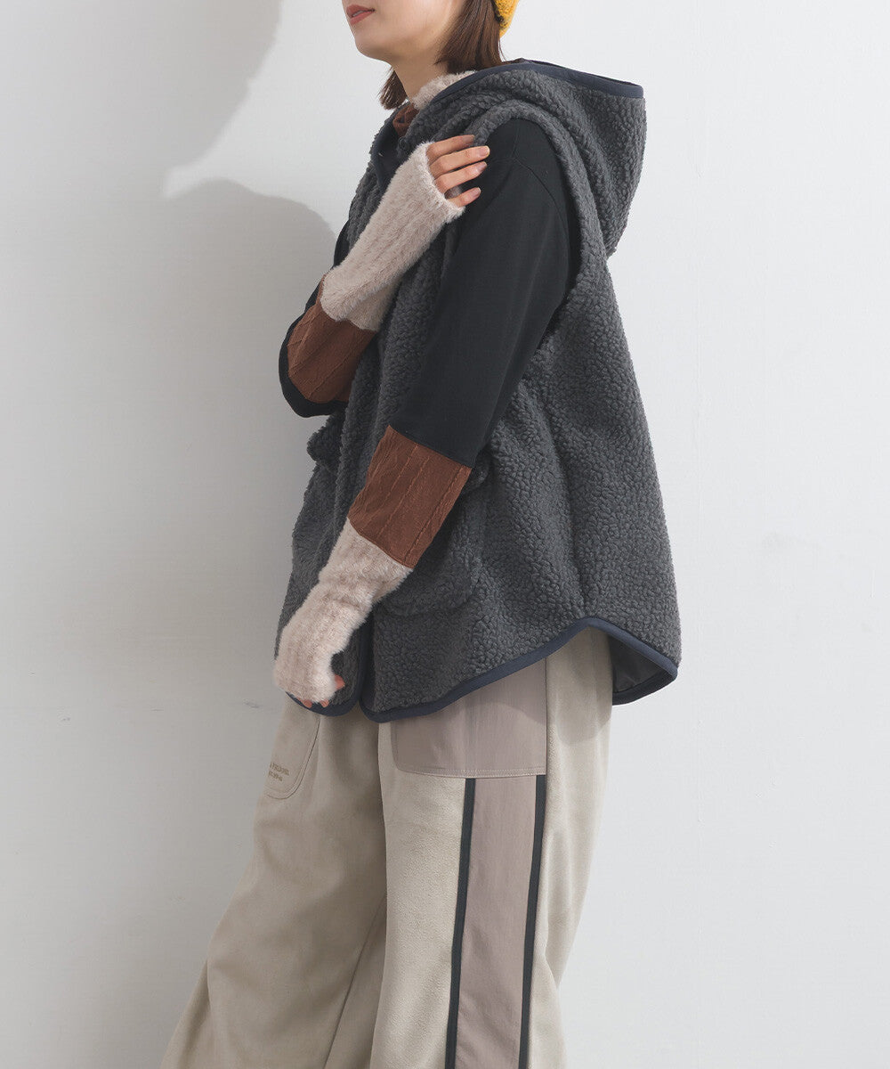 【iriey】羊羔絨大口袋 尼龍拼接 連帽外套 Japan E-Shop