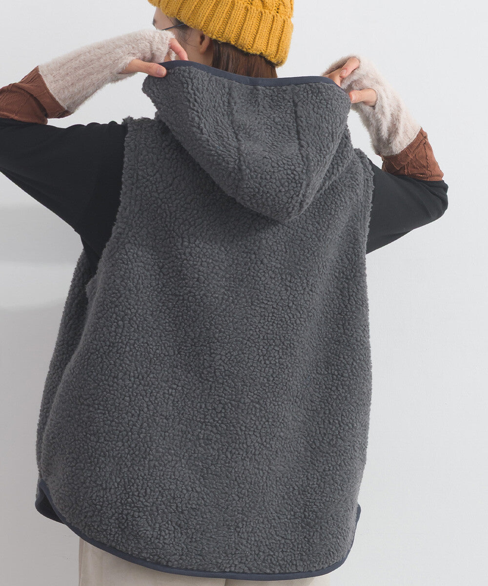 【iriey】羊羔絨大口袋 尼龍拼接 連帽外套 Japan E-Shop