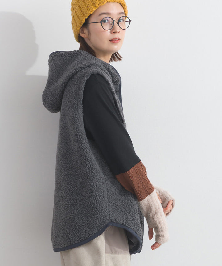 【iriey】羊羔絨大口袋 尼龍拼接 連帽外套 Japan E-Shop