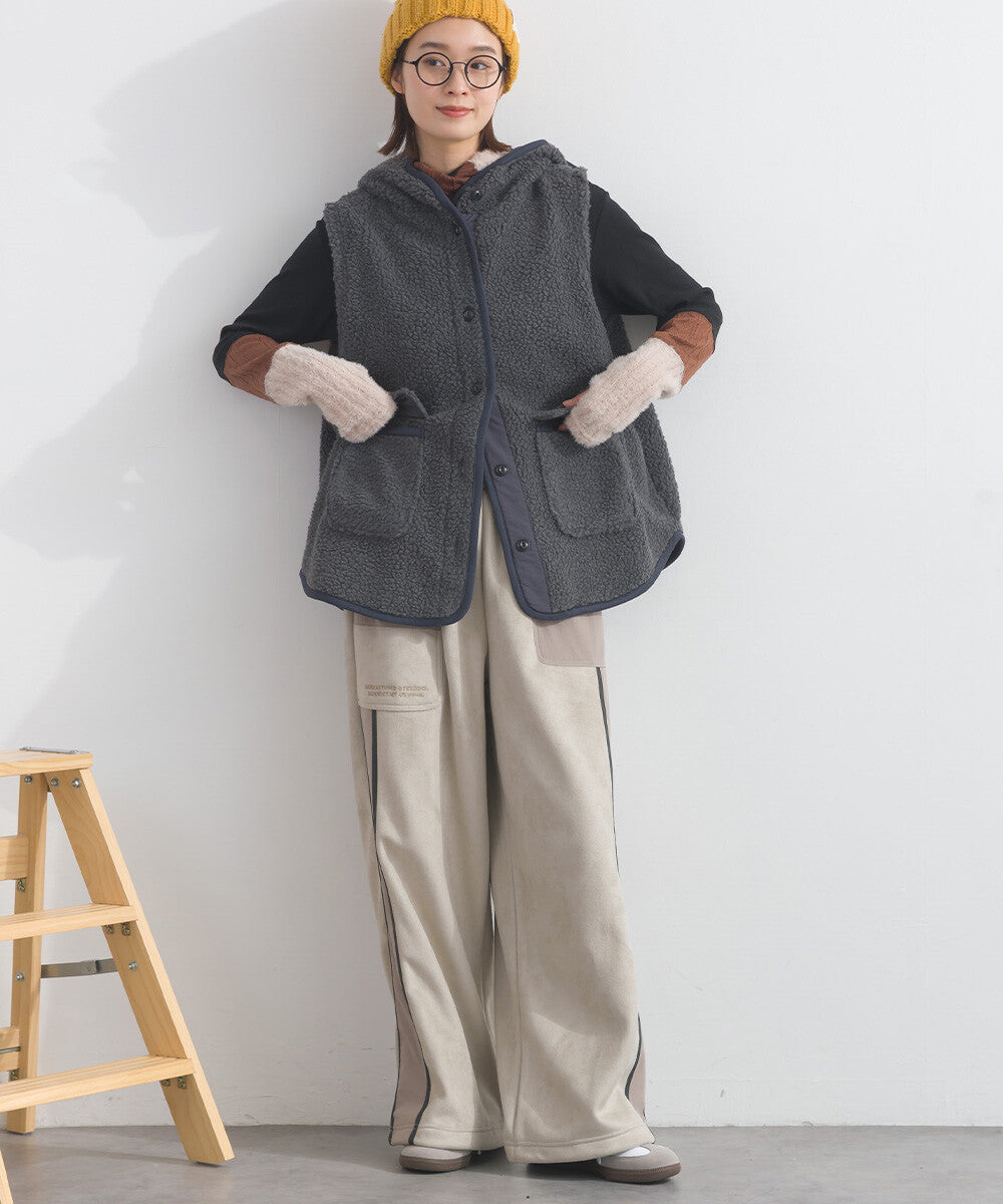 【iriey】羊羔絨大口袋 尼龍拼接 連帽外套 Japan E-Shop