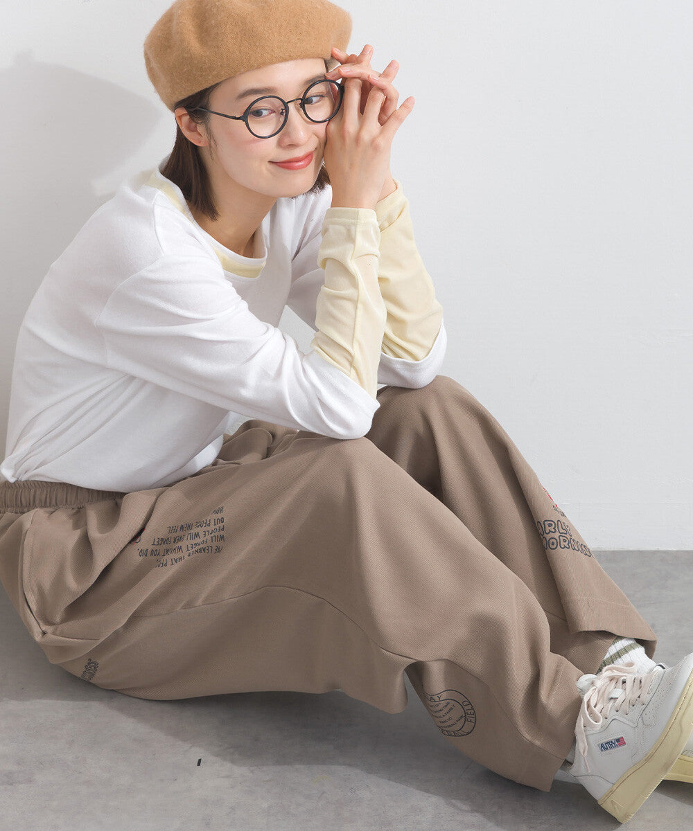 【iriey】多元品牌字母印花 側褶鬆緊腰長褲 Japan E-Shop