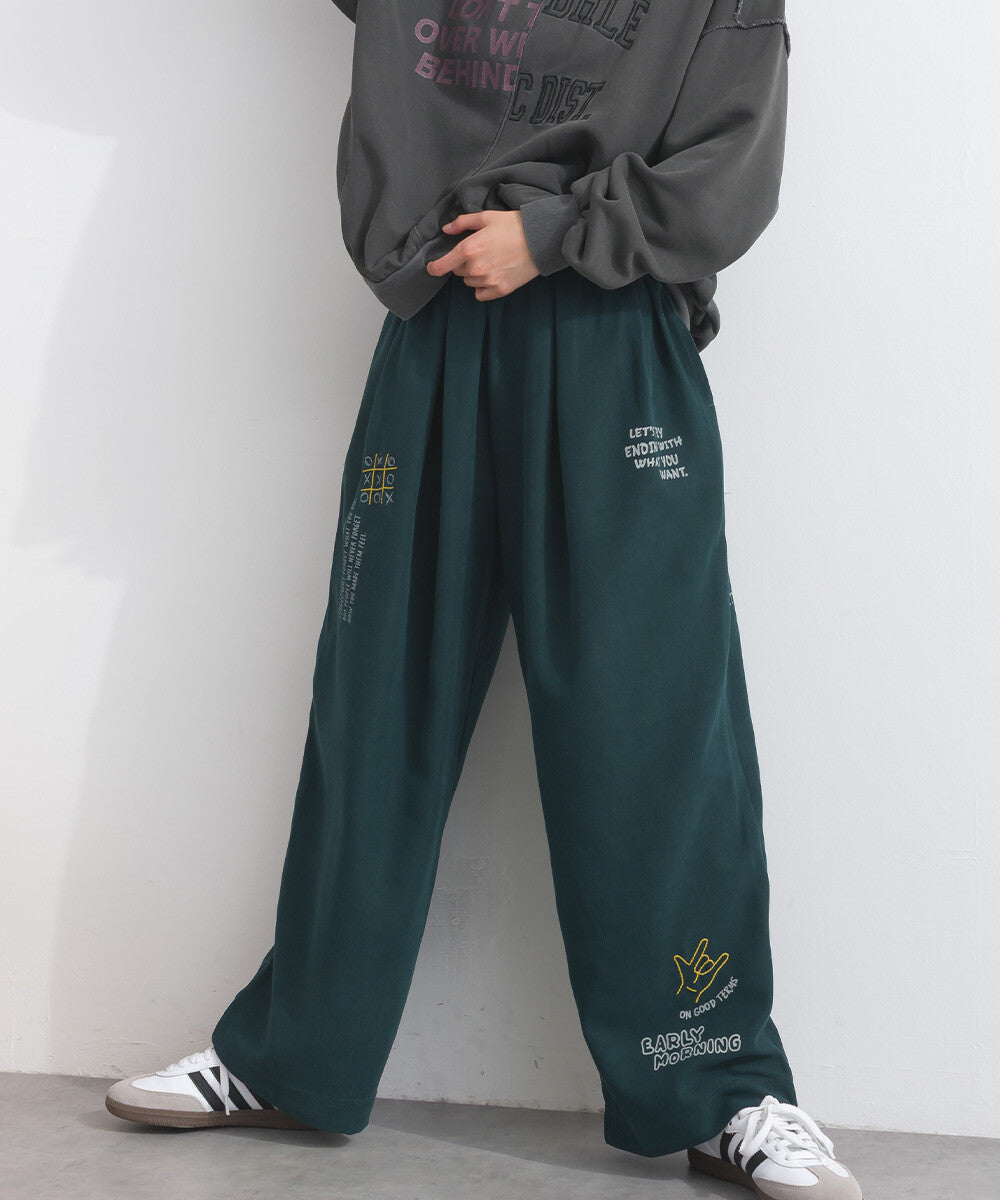 【iriey】多元品牌字母印花 側褶鬆緊腰長褲 Japan E-Shop