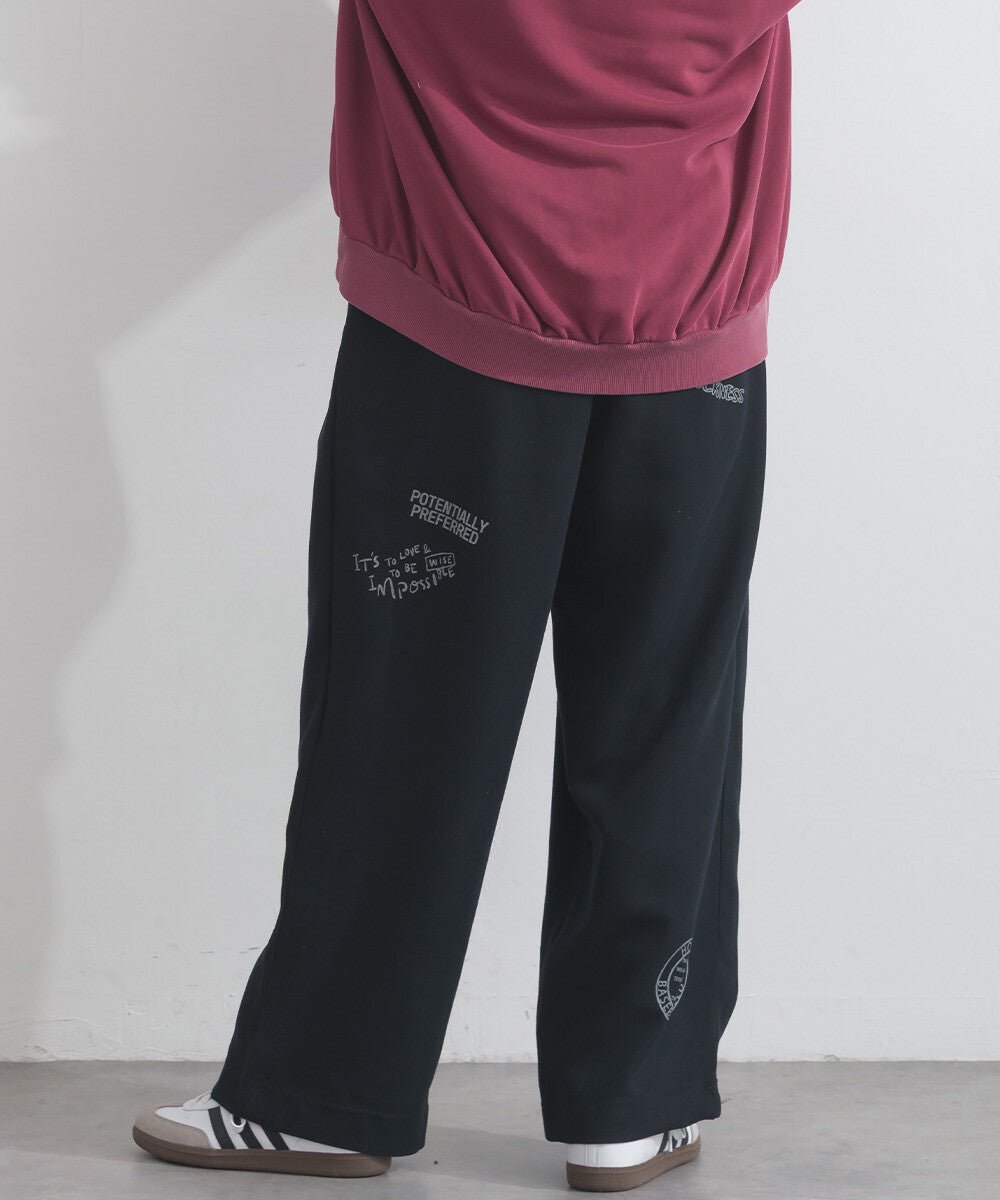 【iriey】多元品牌字母印花 側褶鬆緊腰長褲 Japan E-Shop