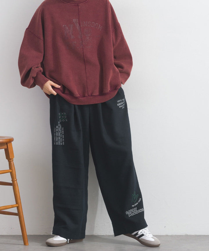 【iriey】多元品牌字母印花 側褶鬆緊腰長褲 Japan E-Shop